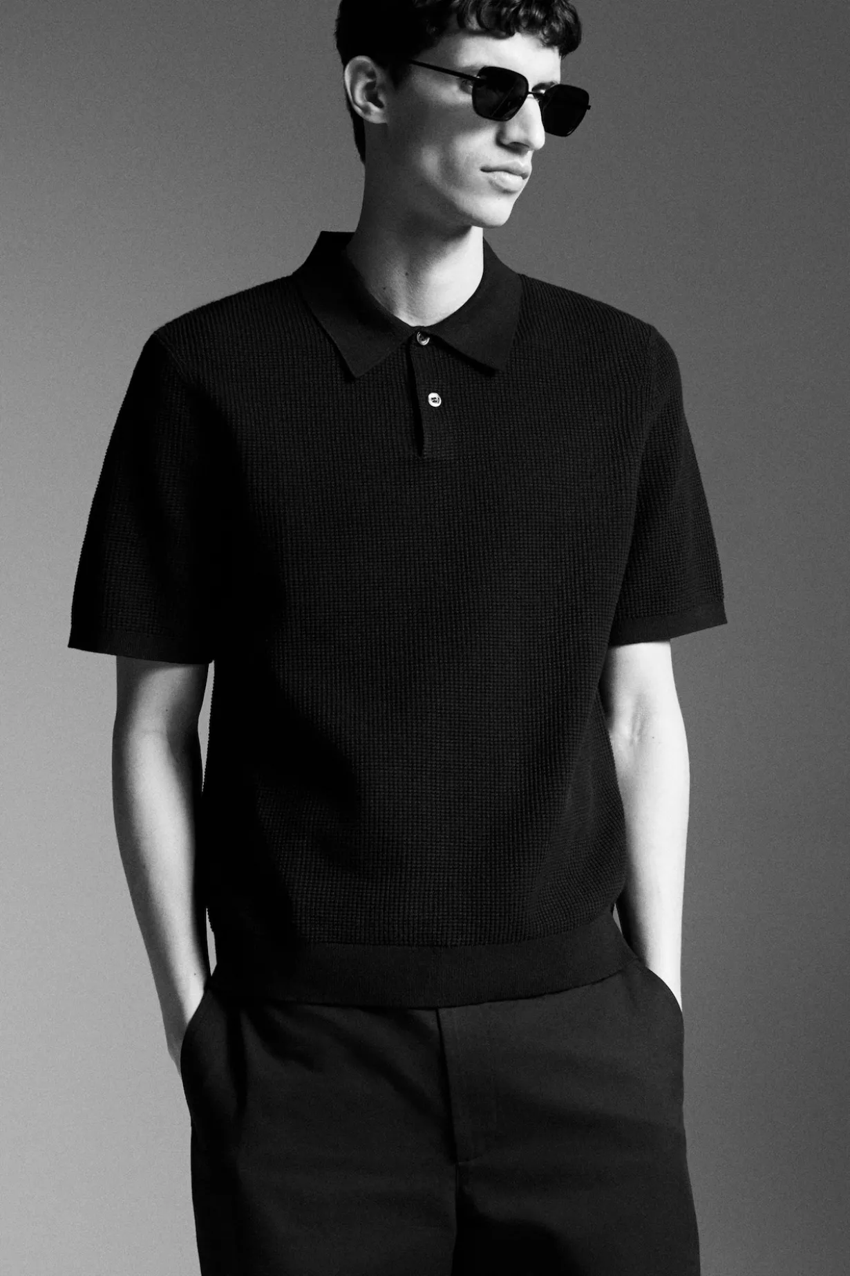 POLOSHIRT AUS BAUMWOLLE IN WAFFELOPTIK