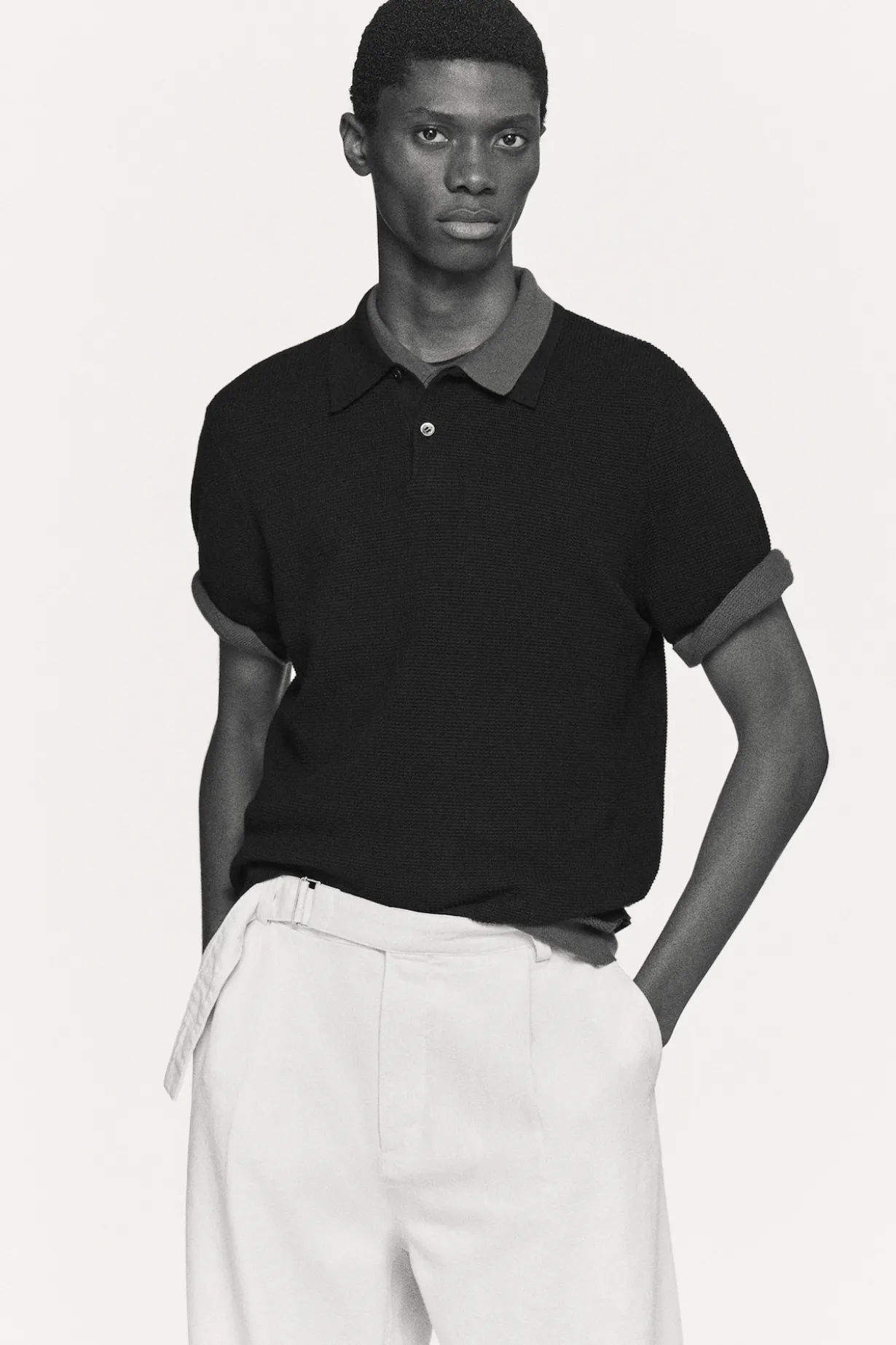 POLOSHIRT AUS BAUMWOLLE IN WAFFELOPTIK