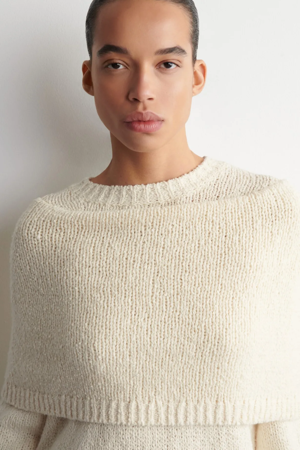 PULLOVER AUS MERINO-KASCHMIR-MIX MIT SCHAL