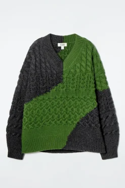 PULLOVER AUS MERINOWOLLE MIT ABSTRAKTEM ZOPFMUSTER