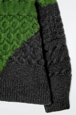 PULLOVER AUS MERINOWOLLE MIT ABSTRAKTEM ZOPFMUSTER