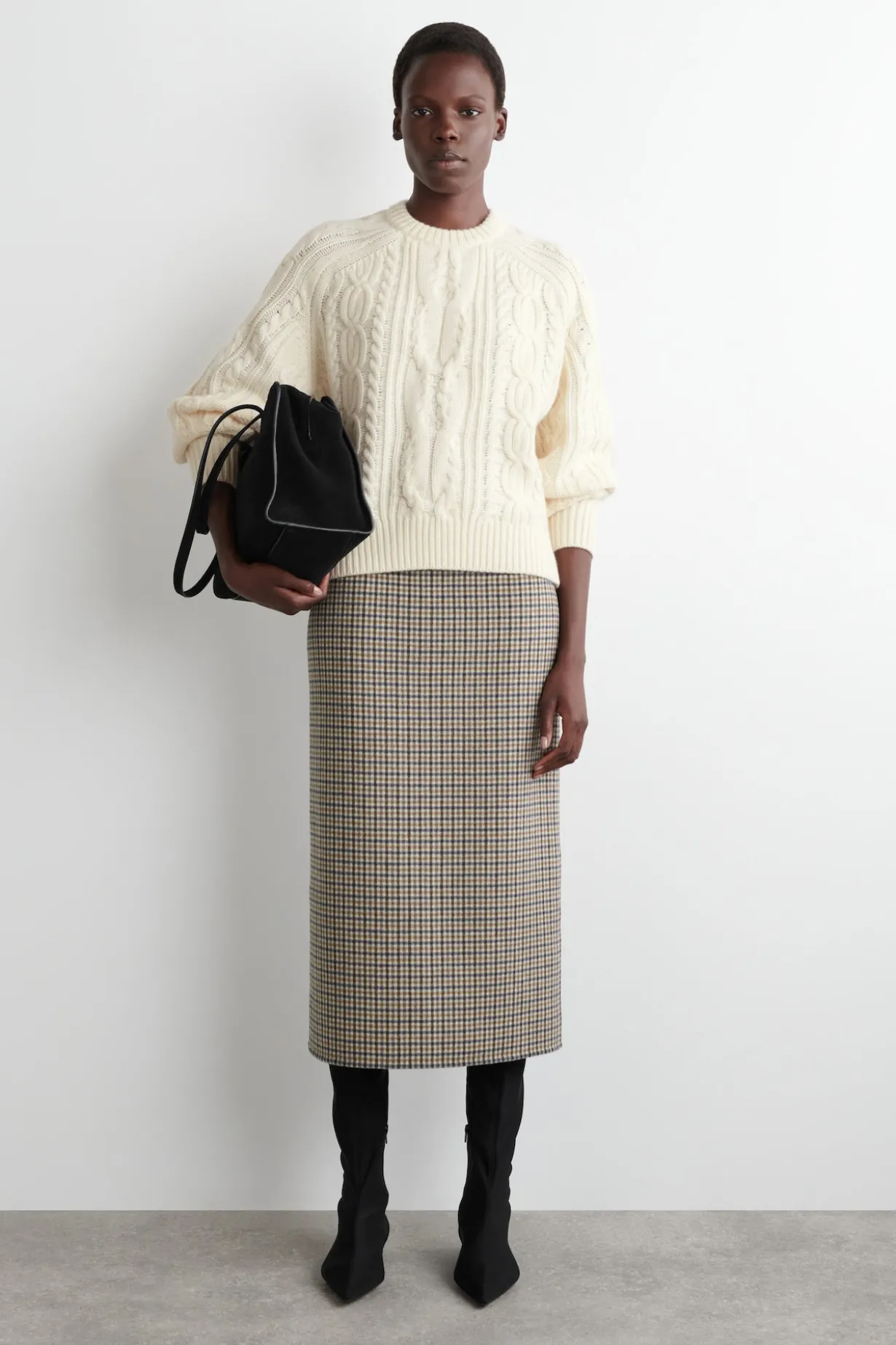 PULLOVER AUS WOLL-KASCHMIR-MIX MIT ZOPFMUSTER