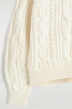 PULLOVER AUS WOLL-KASCHMIR-MIX MIT ZOPFMUSTER