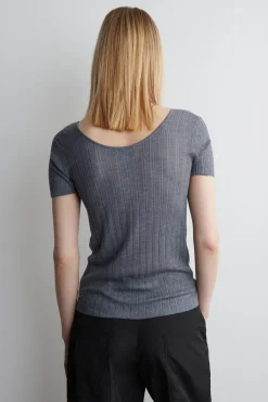 RIPPSTRICK-T-SHIRT AUS SEIDE