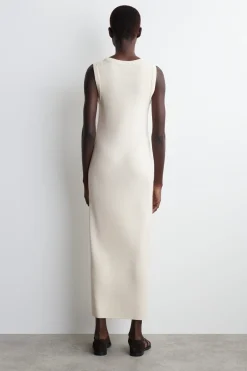 ÄRMELLOSES KLEID AUS BAUMWOLL-SEIDEN-MIX