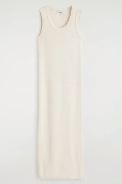ÄRMELLOSES KLEID AUS BAUMWOLL-SEIDEN-MIX