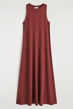 ÄRMELLOSES MIDIKLEID AUS STRICK