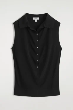 ÄRMELLOSES POLOSHIRT AUS SEIDEN-BAUMWOLL-MIX