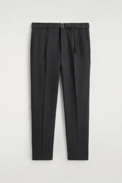 SCHMAL GESCHNITTENE HOSE AUS WOLL-MIX MIT GÜRTEL
