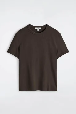 SCHMAL GESCHNITTENES GERIPPTES BAUMWOLL-T-SHIRT