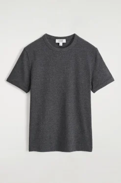 SCHMAL GESCHNITTENES GERIPPTES BAUMWOLL-T-SHIRT
