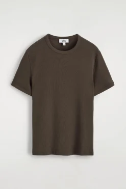 SCHMAL GESCHNITTENES GERIPPTES BAUMWOLL-T-SHIRT