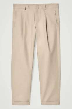 SCHMAL ZULAUFENDE HOSE AUS BAUMWOLLE MIT UMSCHLAG