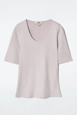SCHMALES BAUMWOLL-T-SHIRT MIT TIEFEM AUSSCHNITT