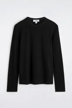 SCHMALES, GERIPPTES LANGARMSHIRT AUS BAUMWOLLE