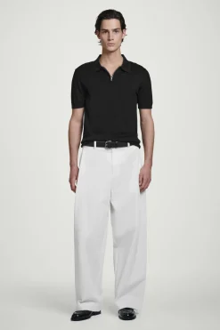 SCHMALES POLOSHIRT AUS SEIDE MIT REISSVERSCHLUSS