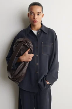 SEIDENHEMD MIT DENIM-EFFEKT
