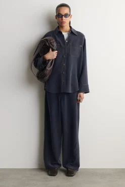 SEIDENHEMD MIT DENIM-EFFEKT