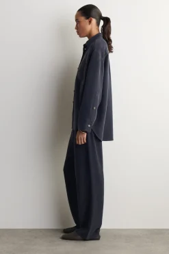 SEIDENHEMD MIT DENIM-EFFEKT