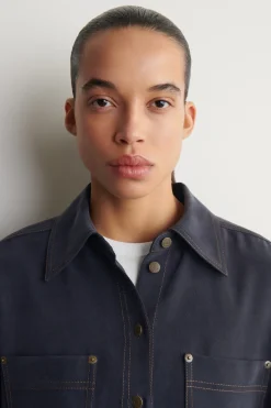 SEIDENHEMD MIT DENIM-EFFEKT