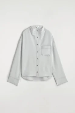 SEIDENHEMD MIT KRAGEN UND DENIM-EFFEKT