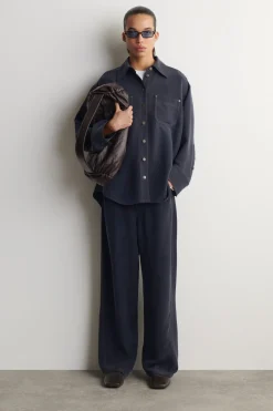 SEIDENHOSE MIT DENIM-EFFEKT