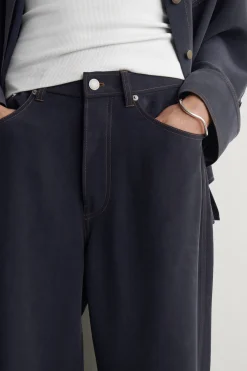 SEIDENHOSE MIT DENIM-EFFEKT