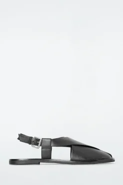 SLINGBACK-SANDALEN AUS LEDER MIT KREUZRIEMEN