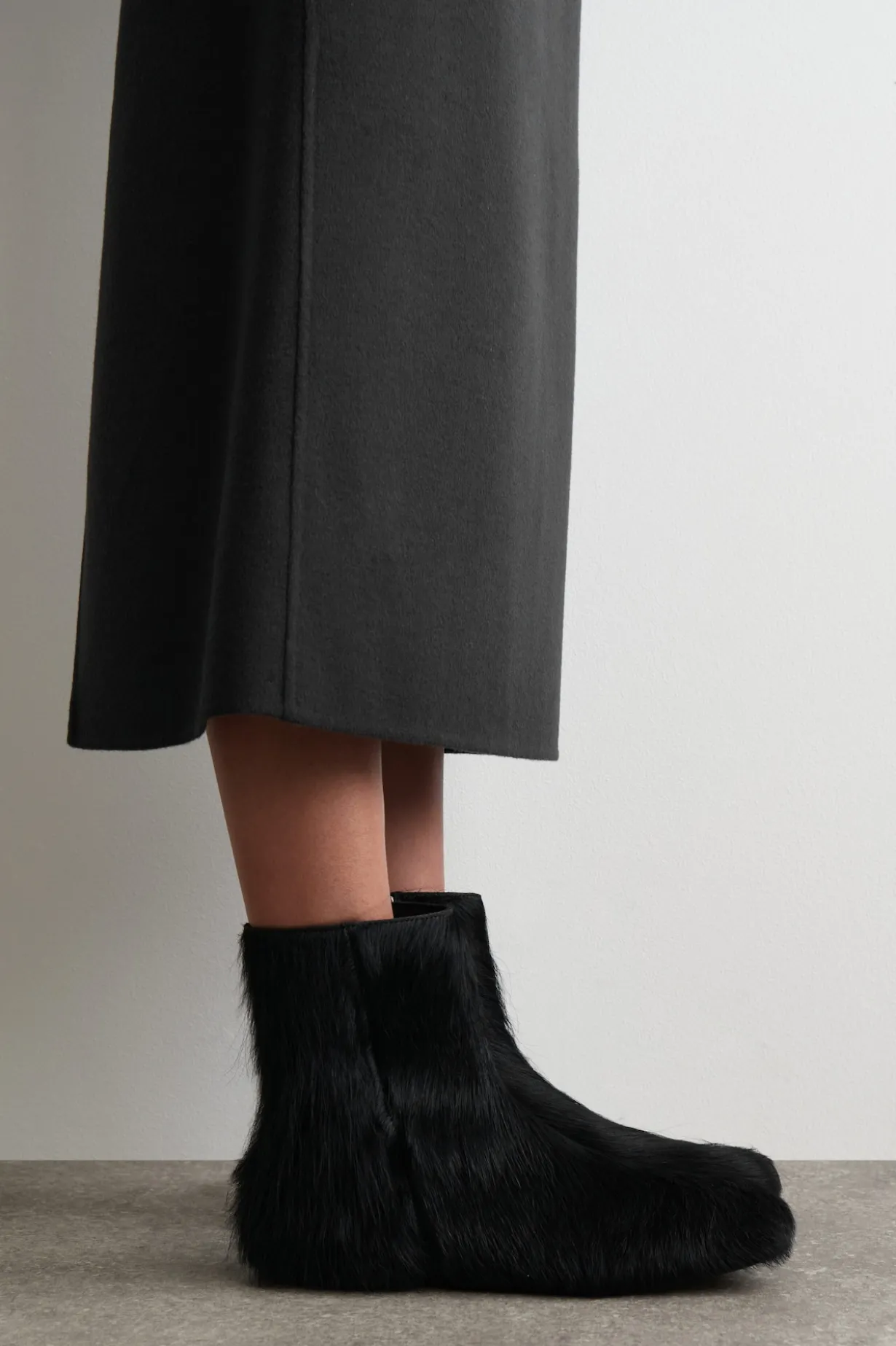 SOCK BOOTS AUS LEDER MIT PONYHAAR-EFFEKT