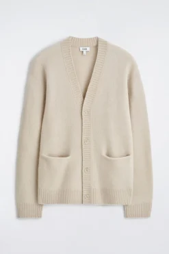 STRICKJACKE AUS GEBÜRSTETER WOLLE MIT V-AUSSCHNITT