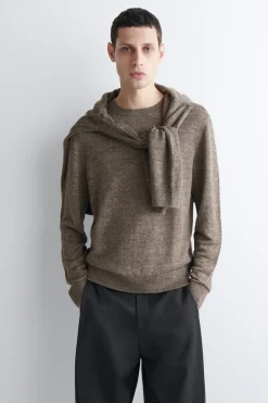 STRICKPULLOVER AUS LEINEN MIT RUNDHALSAUSSCHNITT