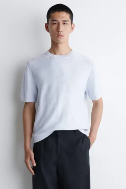 STRICK-T-SHIRT AUS LEINEN-BAUMWOLL-MIX