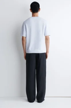 STRICK-T-SHIRT AUS LEINEN-BAUMWOLL-MIX