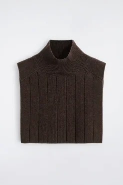 STRICKWESTE AUS WOLL-YAK-MIX MIT TRICHTERKRAGEN