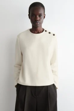 SWEATSHIRT AUS KOCHWOLLE MIT KNOPFDETAILS
