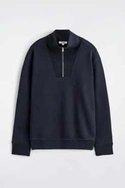 SWEATSHIRT MIT KRAGEN UND KURZEM REISSVERSCHLUSS