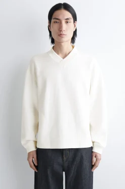 SWEATSHIRT MIT V-AUSSCHNITT IN WAFFELOPTIK