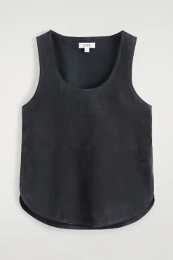 TANKTOP AUS VELOURSLEDER MIT RUNDEM AUSSCHNITT