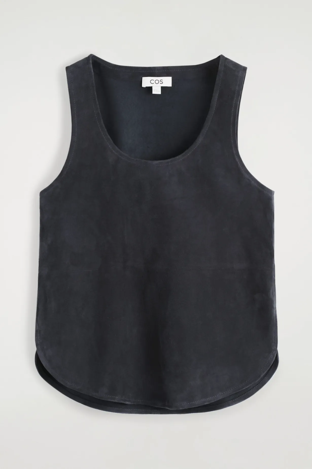 TANKTOP AUS VELOURSLEDER MIT RUNDEM AUSSCHNITT