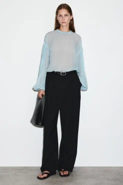 TRANSPARENTE BLUSE MIT BALLONÄRMELN