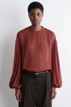 TRANSPARENTE BLUSE MIT BALLONÄRMELN