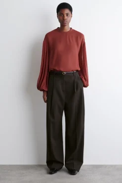 TRANSPARENTE BLUSE MIT BALLONÄRMELN
