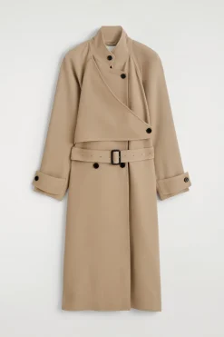 TRENCHCOAT AUS WOLL-TWILL IN WICKELOPTIK