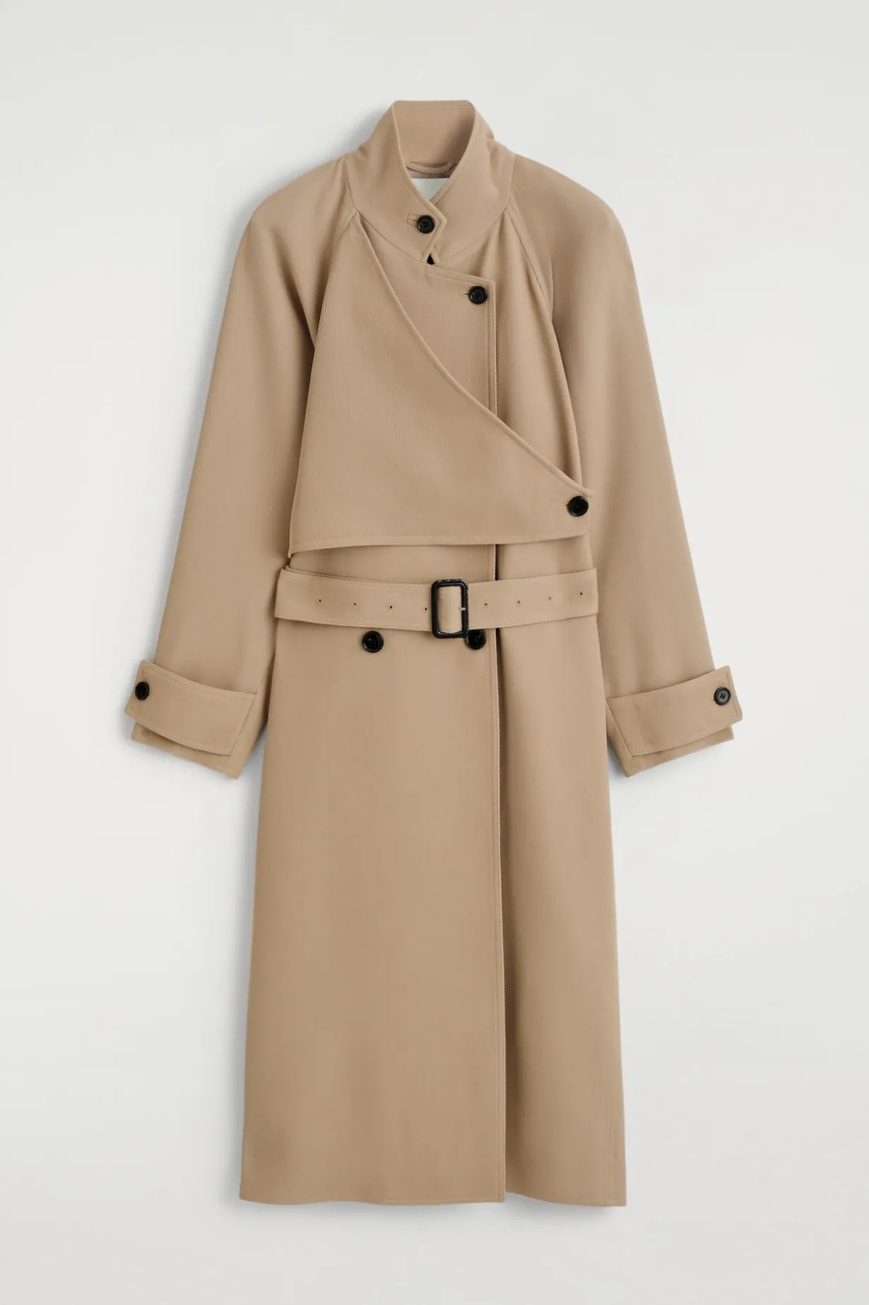 TRENCHCOAT AUS WOLL-TWILL IN WICKELOPTIK