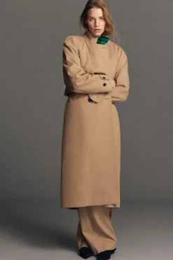 TRENCHCOAT AUS WOLL-TWILL IN WICKELOPTIK