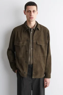 TRUCKERJACKE AUS VELOURSLEDER
