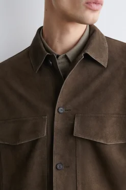 TRUCKERJACKE AUS VELOURSLEDER