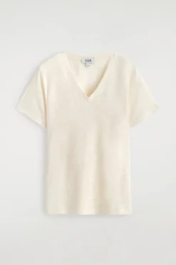T-SHIRT AUS LEINEN MIT V-AUSSCHNITT