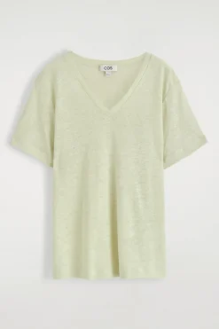 T-SHIRT AUS LEINEN MIT V-AUSSCHNITT