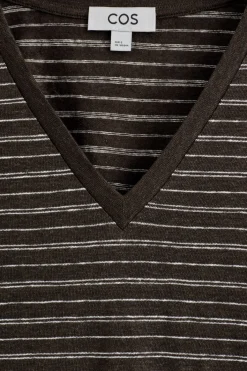 T-SHIRT AUS LEINEN MIT V-AUSSCHNITT